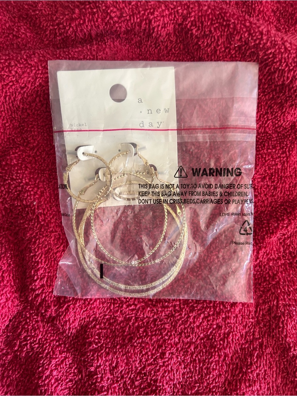 a new day Gold Hoop Earring Set - Triple Textured Hoops